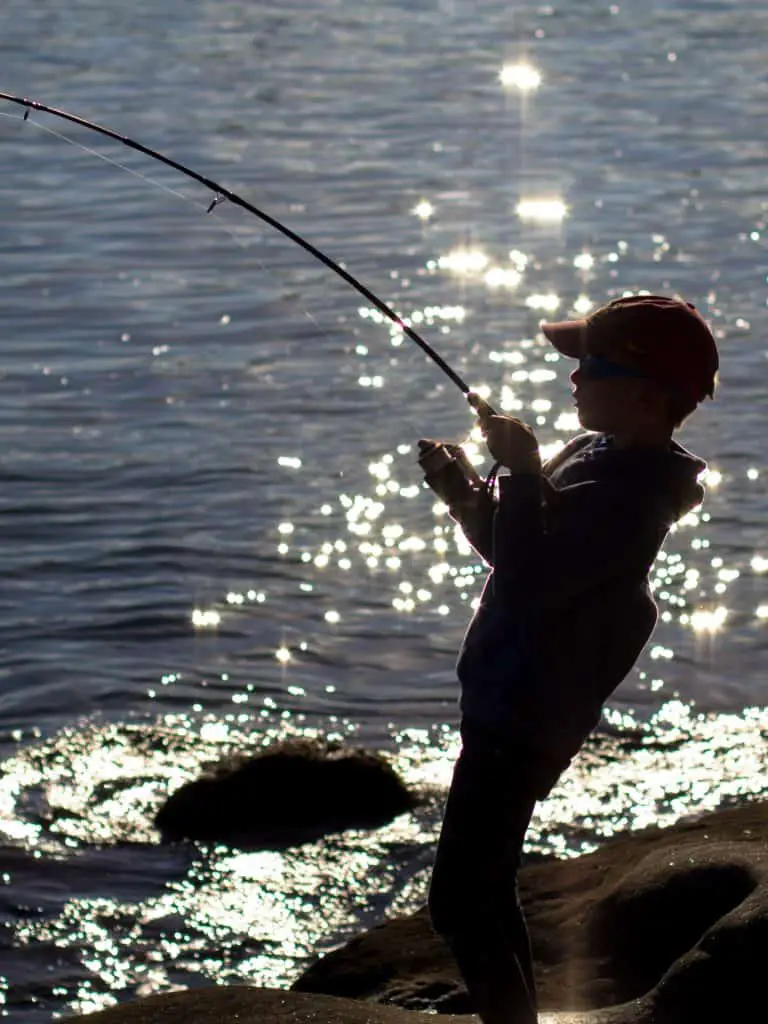 The future of fishing: young boy learning how to fish