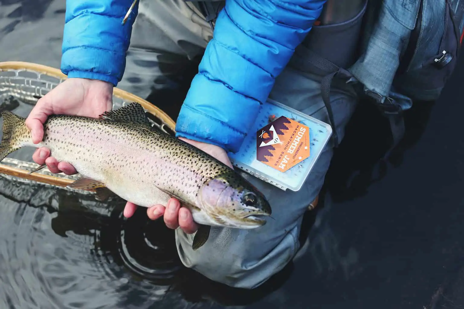 Using best powerbait for trout fishing, woman caught nice trout