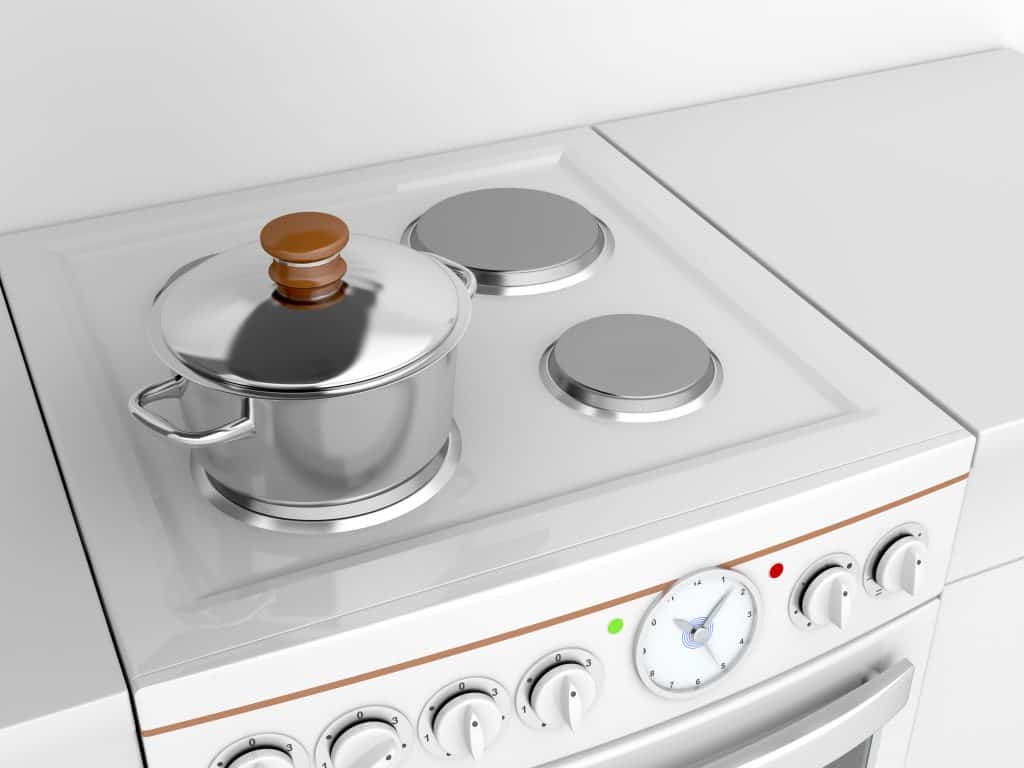 a cooking pot on an oven