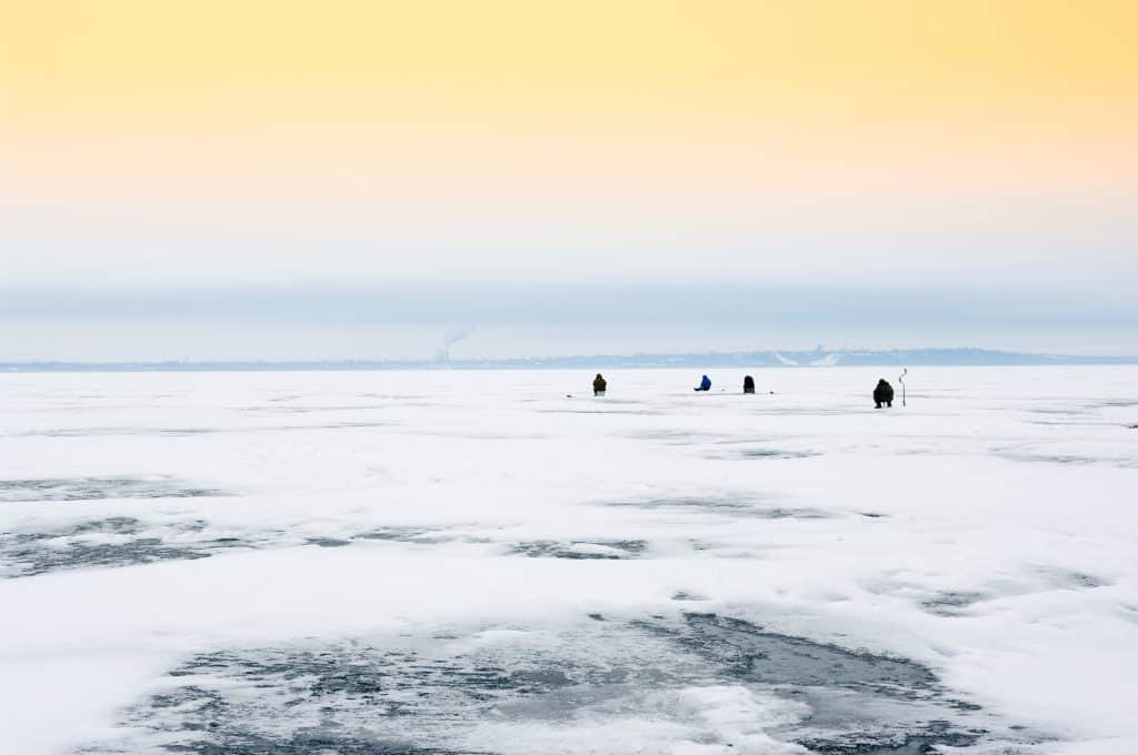 Hobby of many people - it is fishing in the winter in maine