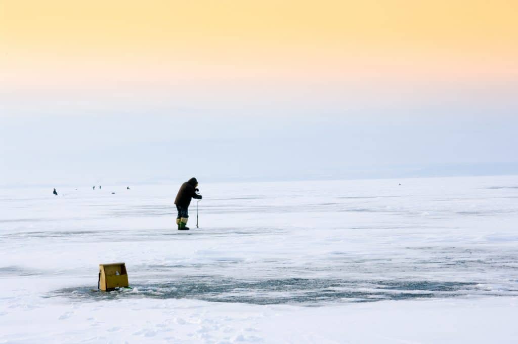 Hobby of many people - it is fishing in the winter in maine