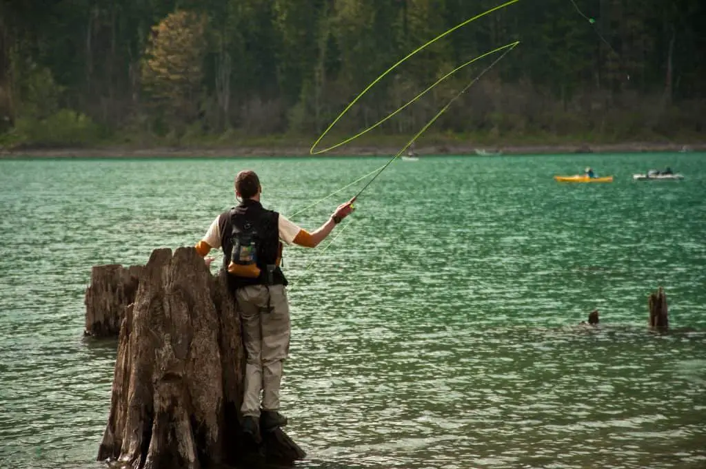 one of the top 10 best fly fishing youtube channels showcasing fly fishing from a tree trunk