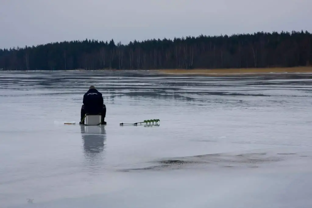 Ice fishing on red lake