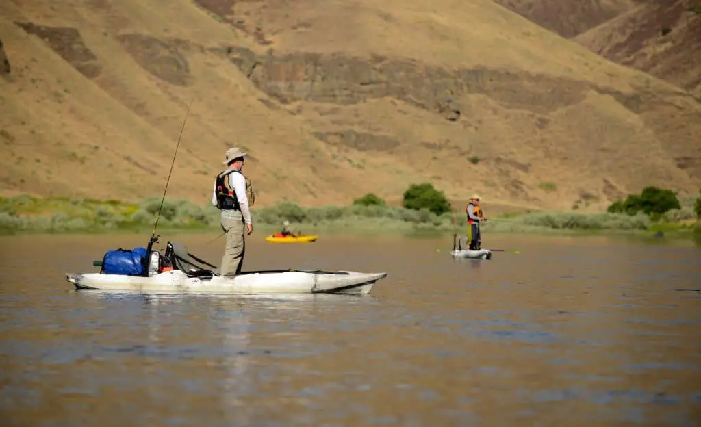 Fishing out of kayaks in Oregon in the John Day River